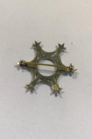 Anton Michelsen Sterling Sølv Stjerne Broche Forgyldt og Emalje