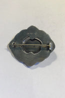 Danish Silver Grann and Laglye Brooch with Amber and Chrysopras