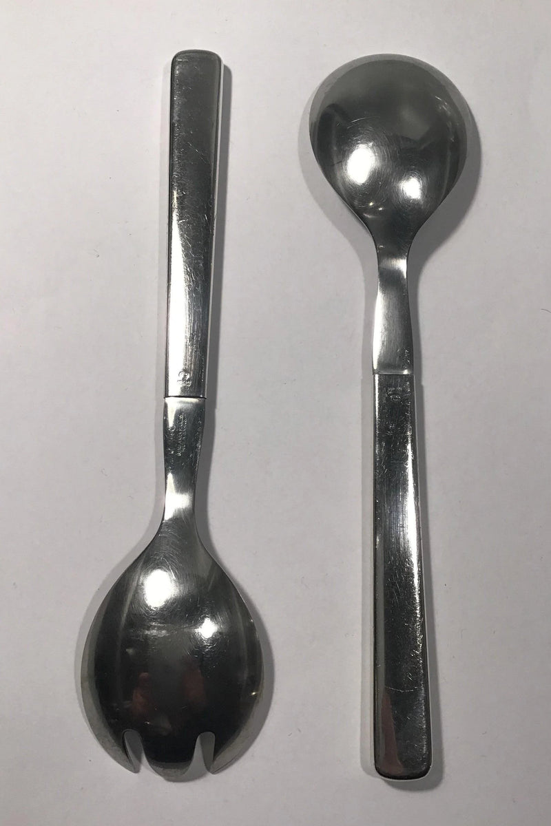 Georg Jensen Sterling Silver/Steel Ornamental Modern Salad Set