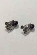 Georg Jensen Sterling Sølv Øreringe No 108 Ametyst (Skruer)