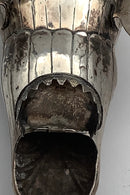 Alligator / Crocodile in silver with movable joints. Red flus eyes