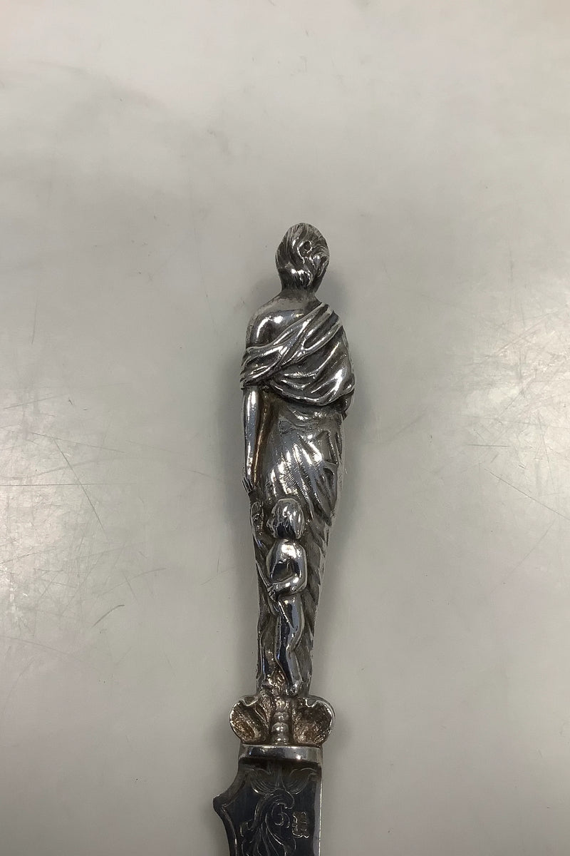 Charles Thomas Fox and George Fox Sterling Sølv Ornamental kniv med kvinde og børn fra 1841-1943