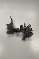 Sølvplet Ormamental Figurer af Hane og høne der slås