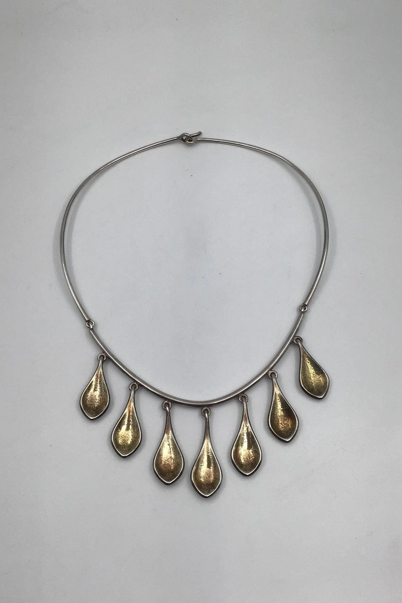 Hans Hansen Sterling Sølv Halskæde No 285 (Forgyldte dråber)