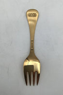 Georg Jensen Årsgaffel 1981 Forgyldt Sterling Sølv med emalje.