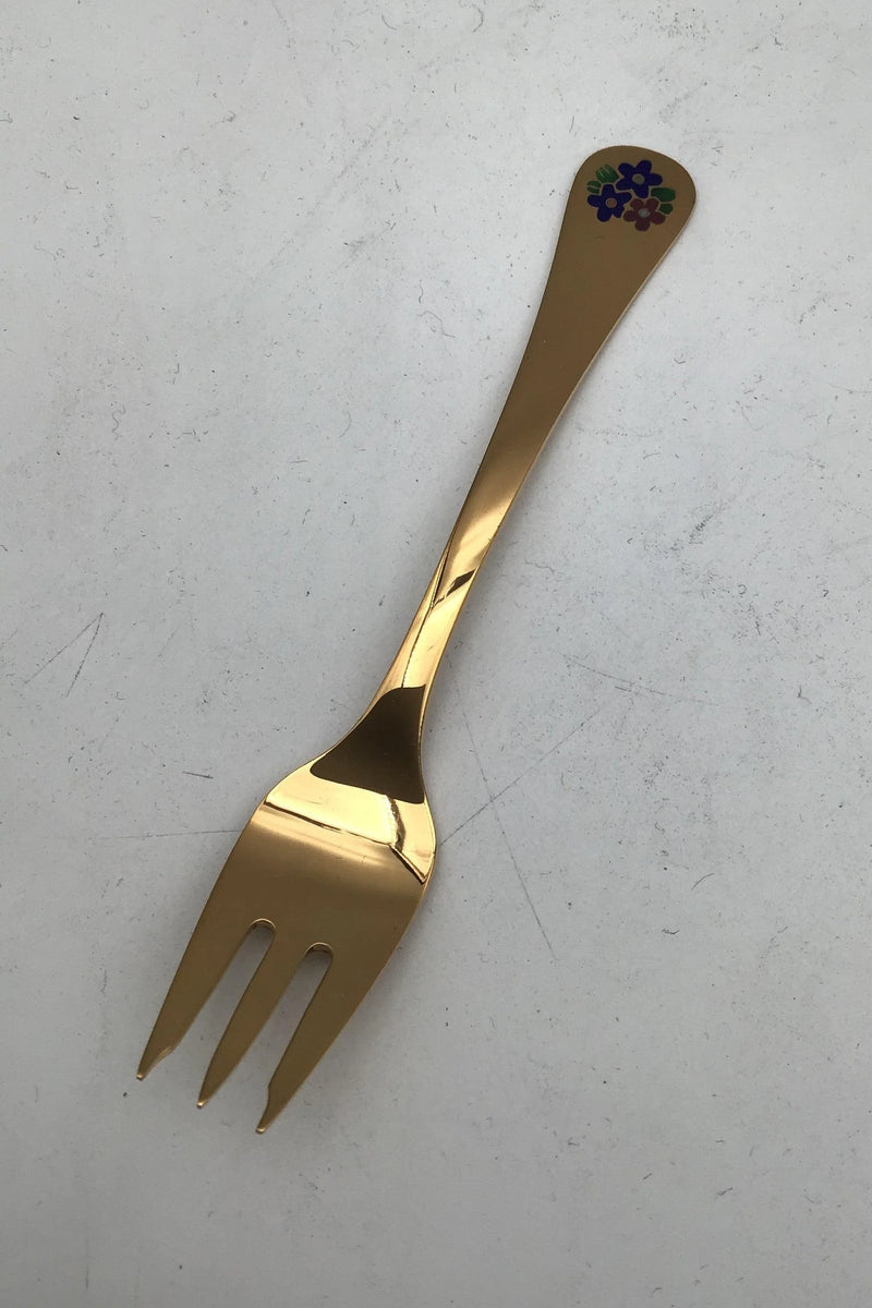 Georg Jensen Årskagegaffel 1992 Forgyldt Sterling Sølv med emalje.