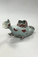 Royal Copenhagen Vase udformet som en fisk (Knurhane?)