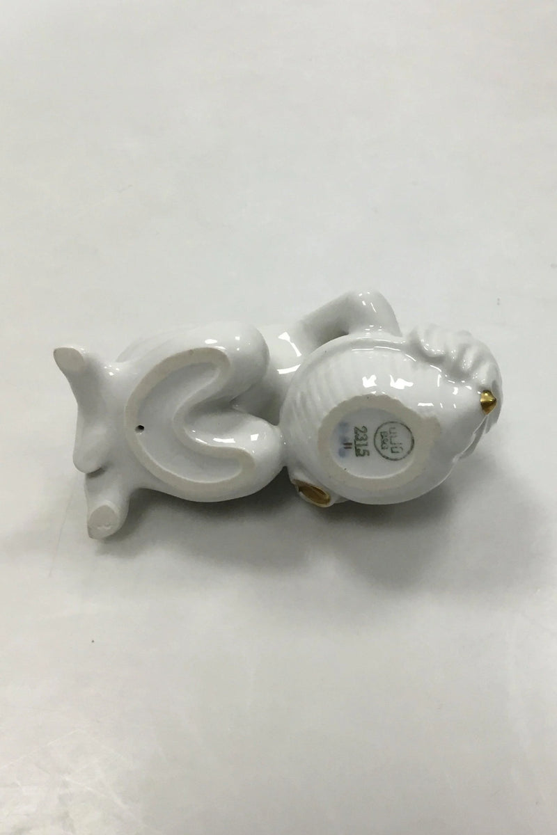 Bing og Grøndahl Blanc de Chine Figur med guld af Havbarn med Konkylie No. 2315