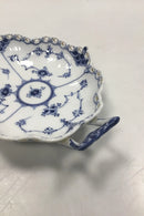 Royal Copenhagen Blaue geriffelte blattförmige Schale Nr. 1076.