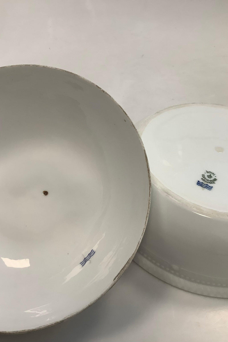 Royal Copenhagen White Flora Danica Pearl Pattern Low dish No 3568