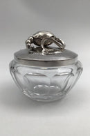 Georg Jensen & Wendel Sterling Sølv Magnolia Sølvlåg No. 2C og Baccarat Krystal Confiture Glas