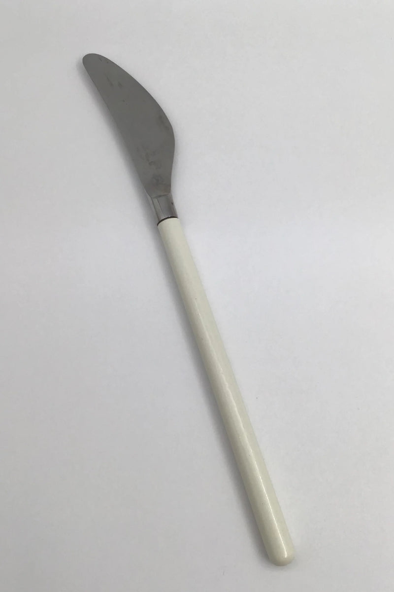 Hans Hansen Amalie Spisekniv i Sølvplet med Hvid Emalje Håndtag