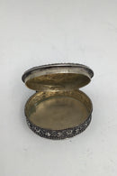 Norwegian? Silver Oval Pill Box Flower Motif