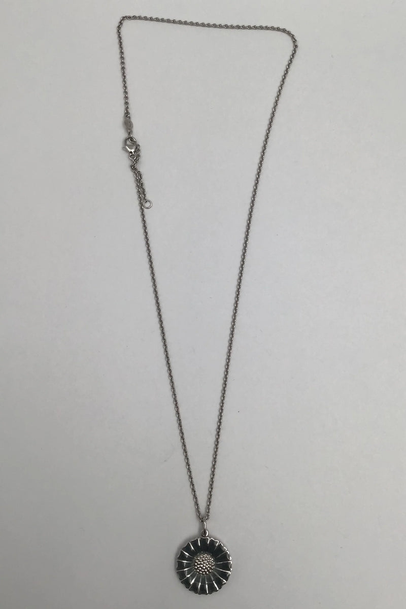 Georg Jensen Sterling Sølv Marguerit Vedhæng Olivengrøn