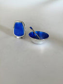 Anton Michelsen Salt & Pebersæt i Sterling Sølv med blå emalje