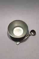 Anton Michelsen Sterling Sølv Saltkar og saltske (Hvid emalje)