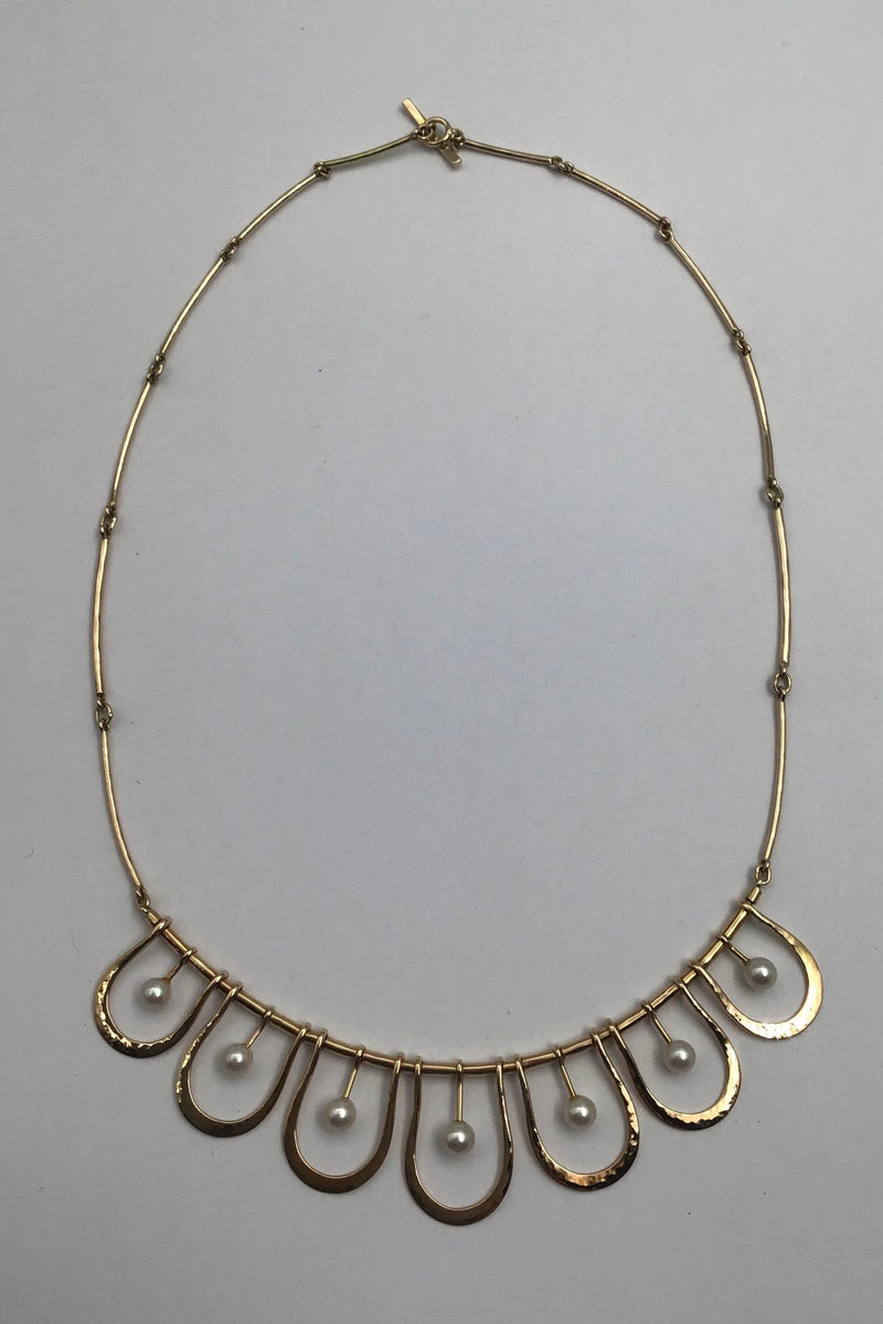 Bent Gabrielsen 14K Gold Necklace with Pearls
