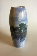 Bing & Grondahl Unika Vase by Elias Pedersen with harbour motif