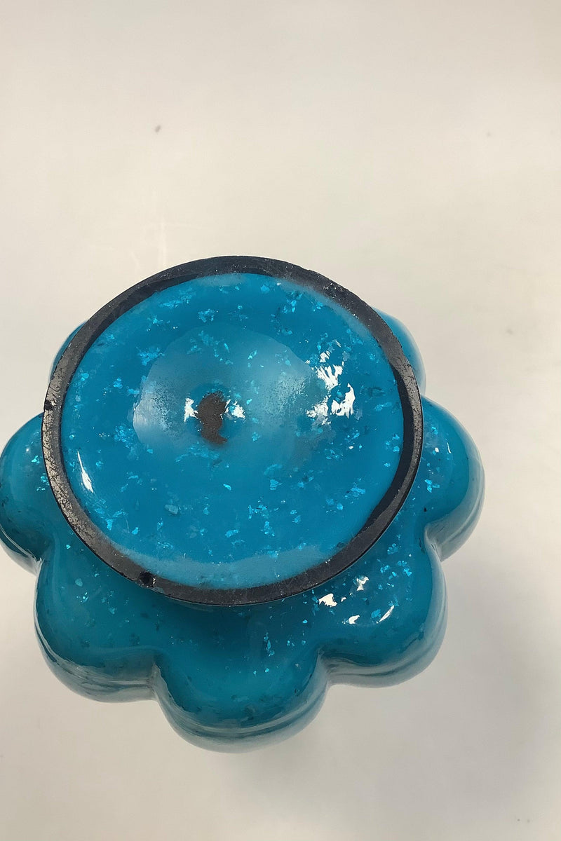 Flot Blå Kunst Glas Vase