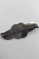 Dansk Art Noveau Sølv Broche med grøn sten