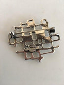 David Andersen Sterling Sølv Gitter Broche med Grøn Emalje