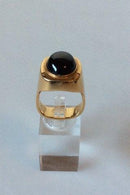 Georg Jensen 18K Gold Ring mit dunklem Sternsaphir im Cabochon-Schliff