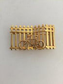 Georg Jensen vergoldete Messingbrosche Nr. 252 mit Zaun und Fahrrad