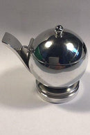 Georg Jensen Pyramide Sterling Sølv Sennepskrukke med grøn emalje  No 632