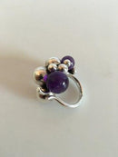 Georg Jensen Ring Oxidised Silver with Amethyst Stone.