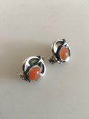 Georg Jensen Sterling Sølv 2006 Års Øreringe med Orange Månesten