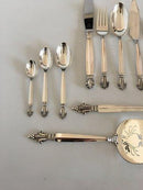 Georg Jensen Sterling Silber Queen Besteckset für 12 Personen 122 Teile