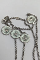 Georg Jensen Sterling Sølv Forgyldt Daisy Halskæde Hvid Emalje