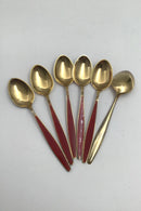 Georg Jensen Sterling Sølv Forgyldt Ornamental Moccaske (Rød emalje)(6)