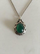 Georg Jensen Sterling Silver Chain and Penendant No 56 with Green Agat