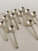 Georg Jensen Sterling Sølv Pyramide Sæt af 11 x Bouillon Skeer med Tidlige GJ Vintage Stempler