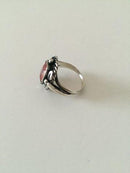 Georg Jensen Sterling Silver Ring with Orange Syntetic Sapphire No 10