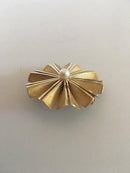Hans Hansen 14K Round Gold Brooch with Pearl