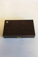 Hans Hansen Palisanderæske med to rum og hængslet låg med sølvindlæg