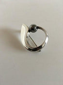 Hans Hansen Sterling Silver Brooch with Oxidized Silver Stone No 109