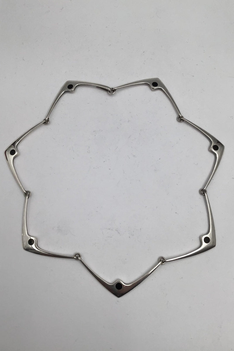 Hans Hansen Sterling Sølv Halskæde No 316 E. Sort Emalje