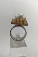 Hans Hansen Sterling Sølv Ring m Perler (Delvist Forgyldt)