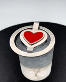 ジョージ ジェンセン マネークリップ No 390 レッドハート型エナメルインレイ付