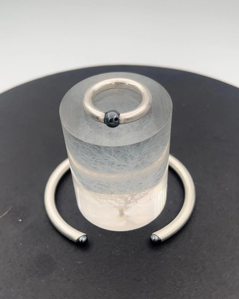 Hans Hansen Sterling Sølv Armbånd og Ring med Hæmatit