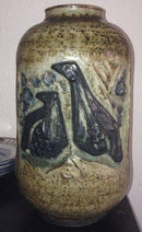 Huge Royal Copenhagen Jørgensen Morgensen Stoneware Vase with Birds No 22250