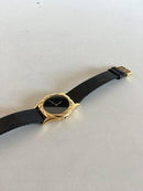 Ole Kortzau für Georg Jensen 18K Gold Damenuhr mit schwarzem Lederarmband Nr 1359