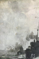 Olie på lærred Marinemotiv af Christian Benjamin Olsen