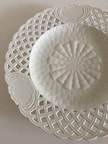 Royal Copenhagen Antik Hvid Tallerken 1790-1810 med Flettet Gennembrudt Kant