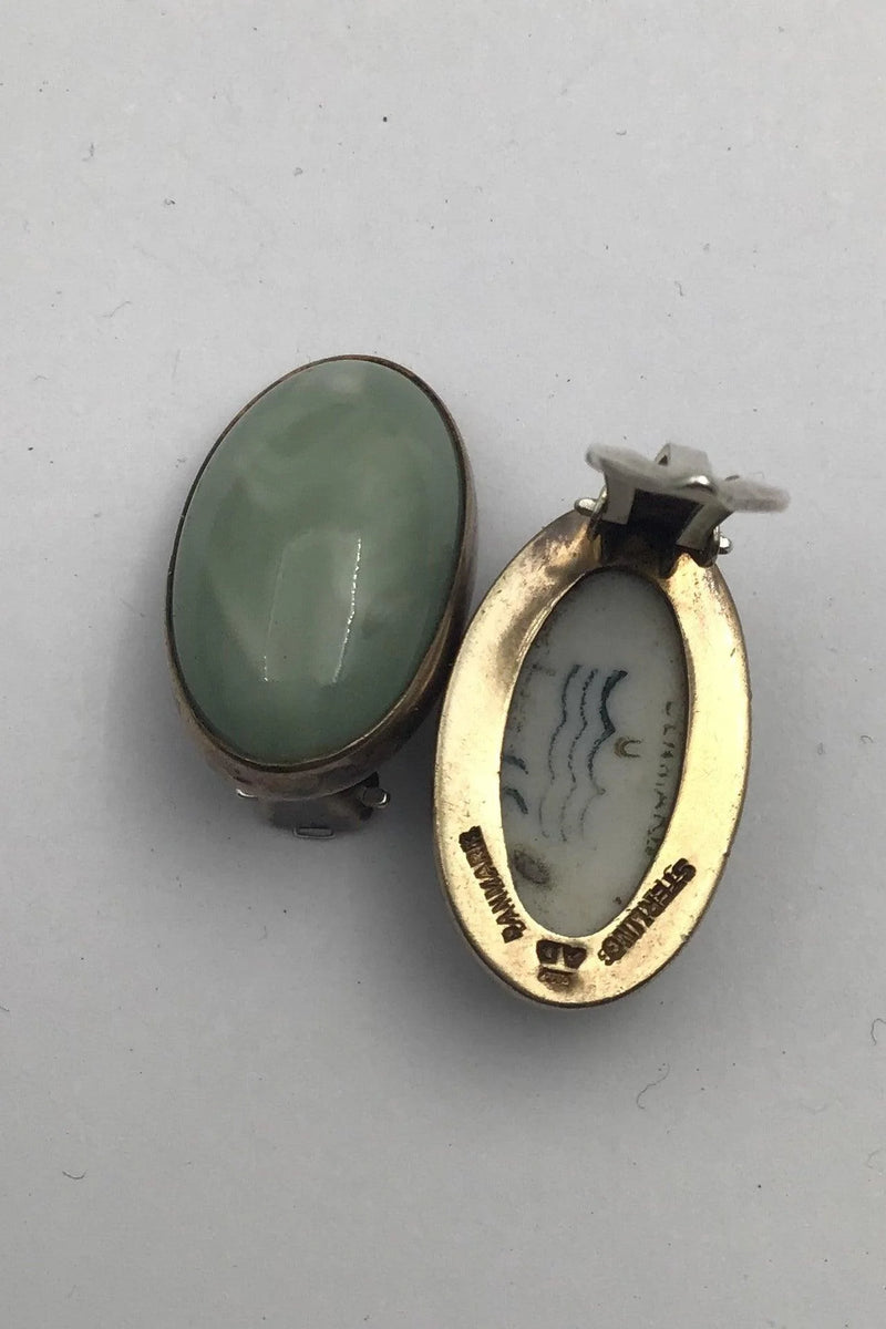 Royal Copenhagen / Dragsted  Porcelæin / Sterling Sølv Jais Nielsen Øreringe (Clips)