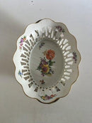 Royal Copenhagen Fuld Saksisk Blomst Gennembrudt Oval Skål No 1581
