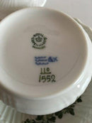 Royal Copenhagen Green Flower Curved Bouillon Cup, lid and saucer No 110/1552